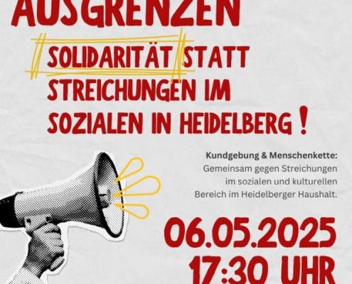 Flyer zur Kundgebung Kürzen heißt Ausgrenzen am 06.05.25