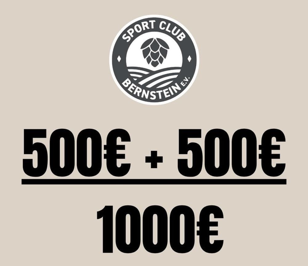 Logo Sport-Club Bernstein mit Gleichung 500€+500€=1000€