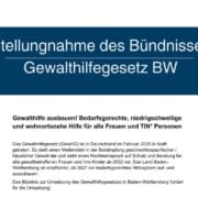 Ausschnitt aus dem Deckblatt der Stellungnahme des Bündnisses Gewalthilfegesetz Baden-Württemberg