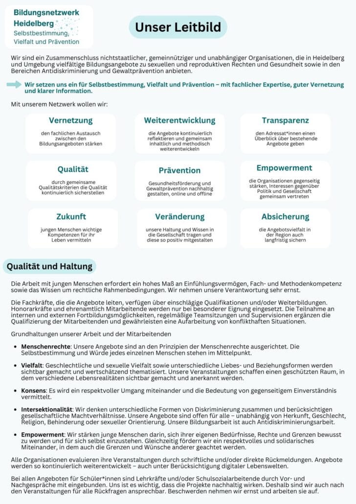 Informationen zum Leitbild des Bildungsnetzwerks Heidelberg
